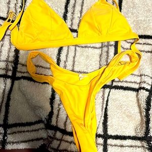 Yellow Brazilian style high waisted bikini M